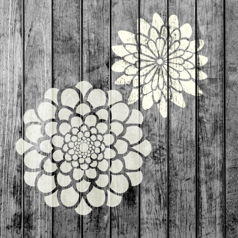 Zinnia Flower Small Stencils Set - Pack of 2 - Painting for Wood Wall  Furniture Floor Tiles
